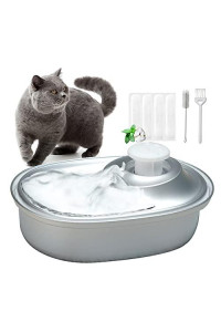 AORONLICC Cat Water Fountain 2.4L/81oz Stainless Steel,Pet Water Fountain for Cats Dogs Inside, Water Level Buoy,Large Capacity Circulating Water