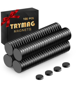 Trymag Small Magnets Kits, 100Pcs 4X1Mm Multi-Use Tiny Black Fridge Magnets Small Rare Earth Magnets For Whiteboard, Mini Neodymium Disc Magnets For Crafts, Office, Dry Erase Board, School