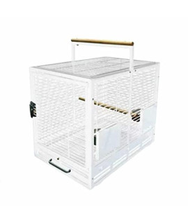 King's Cages PCT 1519 Powder Coated (White) Travel Carrier Cage Toy Parrots Conures Lovebirds Cockatiel Parakeet & Similar Size Pets Puppy Kitten