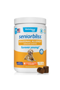 Vetnique Labs Seniorbliss Aging Dog (7+) Senior Dog Vitamins and Supplements, Supports Heart, Allergy, Arthritis, Skin and Coat - furever Young (Allergy Chew, 120ct)