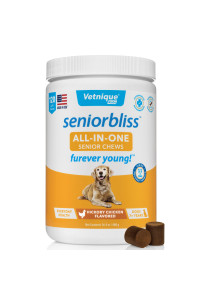 Vetnique Labs Seniorbliss Aging Dog (7+) Senior Dog Vitamins and Supplements, Supports Heart, Allergy, Arthritis, Skin and Coat - furever Young (All-in-One Daily Vitamin, 120ct)