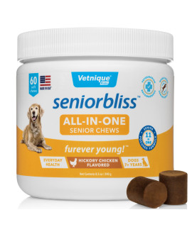 Seniorbliss Aging Dog (7+) Senior Dog Vitamins and Supplements, Supports Heart, Allergy, Arthritis, Skin and Coat - furever Young (All-in-One Daily Vitamin, 60ct)