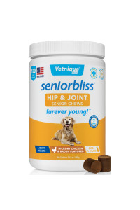Vetnique Labs Seniorbliss Aging Dog (7+) Senior Dog Vitamins and Supplements, Supports Heart, Allergy, Arthritis, Skin and Coat - furever Young (Hip & Joint Chew, 120ct)