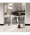 Semiocthome Wooden Dog Gates for The House, 24in Expandable Doggy Gates for Doorways, 360?Free Standing Pet Gate with 2 Support Feet for Stairs 3 Panels Dog Barriers for Home No Installation Resquired
