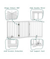Semiocthome Wooden Dog Gates for The House, 24in Expandable Doggy Gates for Doorways, 360?Free Standing Pet Gate with 2 Support Feet for Stairs 3 Panels Dog Barriers for Home No Installation Resquired