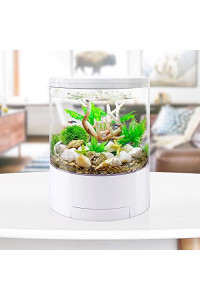 AMOSIJOY Betta Fish Tank 1.7 Gallon with Adjustable 7-Color LED Lighting, Circulation Pump and Bottom Filtration, 360 Starter Aquarium Kit(Closed Lid)