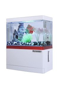 Aysoner Small Betta Fish Tank: 1 Gallon Mini Beta Aquarium Starter Kit with Filter & Light for Office | Home Decor