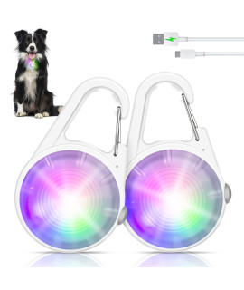 Dog Collar Light, 4 Modes Dog Lights For Night Walking, Rgb Color Changing Dog Light, Rechargeable Dog Collar Lights For Nighttime Clip On, Ip68 Waterproof Dog Walking Light For Dog Collar (White)