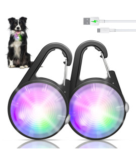 Dog Collar Light, 4 Modes Dog Lights For Night Walking, Rgb Color Changing Dog Light, Rechargeable Dog Collar Lights For Nighttime Clip On, Ip68 Waterproof Dog Walking Light For Dog Collar (Black)
