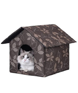 FTYUNWE Winter Outdoor cat Houses for Feral Cats Dog House cat Tree Feral cat House Weatherproof Small Dog Kennel,???-L, brown--L (468564577)