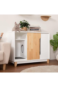 MYZOO Omega Slide, Cat Litter Cabinet with Sliding Door & Free Foldable Litter Box