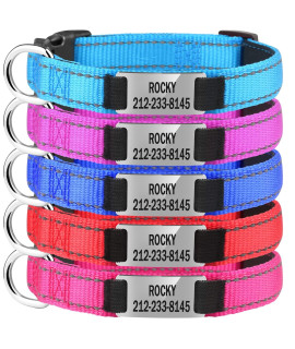 Reflective Personalized Dog Collars - Custom Engraved Dog Collars For Small, Medium, Large Dogs- Adjustable Dog & Puppy Collar - Heavy Duty D-Ring For Leash & Id Tag