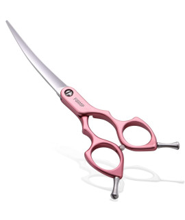 FOGOSP Curved Dog Grooming Scissors for Small Dogs 6.5" Light Weight Downward Pet Grooming Shears for Professional Groomer Right Handed (6.5 In, Light Pink)