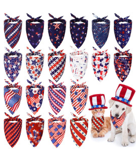 20 Pack 4Th Of July Dog Bandana Scarf Accessories Easter Spring Summer Holiday Dog Bandana Pet Triangle Scarf Soft Bib For Small Medium Large Girl Boy Dogs Pet Cat(Flag Patterns)