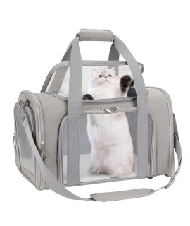 Pet Carrier For Cat Travel Carrier, Zbrivier Soft Dog Carrier Airline Approved Pet Carrier, Soft Cat Carrier With Lockable Zippers And Fleece Pad, Durable Dog Carriers For Small Dogs- Medium, Grey