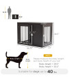 PawHut Dog Crate Furniture Wire Pet Cage Wooden Dog Kennel, End Table with Double Doors, and Locks, for Medium and Large Dog House Indoor Use, Coffee