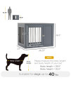 PawHut Dog Crate Furniture Wire Pet Cage Wooden Dog Kennel, End Table with Double Doors, and Locks, for Medium and Large Dog House Indoor Use, Grey