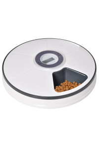 PawHut Automatic Pet Feeder for Cats Dogs with Digital LED Display Timer, 6 Meal Trays for Wet or Dry Food Dispenser