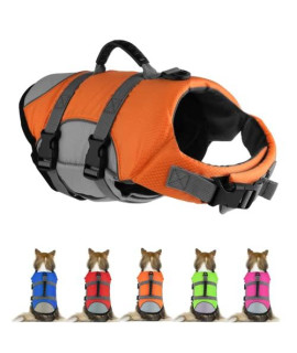 Mklhgty Dog Life Jacket, Reflective & Adjustable Dog Life Vest with Rescue Handle for Swimming and Boating, Ripstop Pet Safety Life Preserver for Small, Medium and Large Dogs