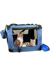 Prutapet Large Cat Carrier 24X165X165 Soft-Sided Portable Pet Crate For Car Medium Dog Traveling With Collapsible Bowl