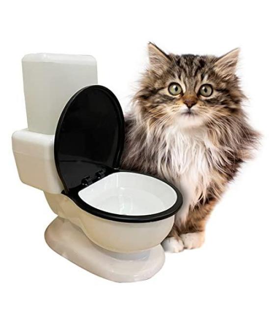 Funny Toilet Pets Water Dispenser Station - 0.6L/20oz Replenish Cat Waterer for Dog Animal Automatic Gravity Water Drinking Fountain Bottle Bowl