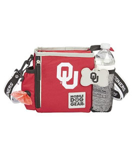 Mobile Dog Gear, NCAA University of Oklahoma Dog Travel Bag, Day or Night Dog Walking Bag, Includes Dog Waste Bag Dispenser, Officially Licensed, Crimson Red