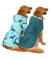 HDE Reversible Dog Raincoat Hooded Slicker Poncho Rain Coat Jacket for Small Medium Large Dogs Dinosaurs - XL