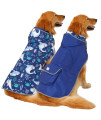 HDE Reversible Dog Raincoat Hooded Slicker Poncho Rain Coat Jacket for Small Medium Large Dogs Sharks - XL