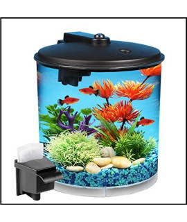 Koller Products 1.5-Gallon 360 View Aquarium Kit With Multiple Colors Led Lighting And Power Filter Ideal For Betta Fish And Tropical Fish