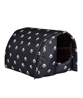 EAGERNESS Waterproof Pets House for Indoor Outdoor Cats and Small Dogs, New Cat House Warm Pet Shelter for Dogs Cats in Winter (M, Black)