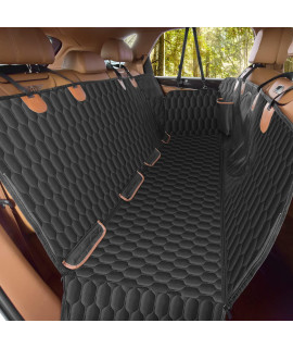 Backseat Dog Cover for Car, CelesAmi 100% Waterproof Scratchproof Dog Cover for Car Backseat with Mesh Window and 2 Seat Belts Suits for Trucks, SUVs,Black,54" W x 58" L