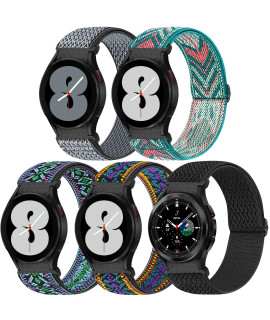 5 Pack No Gap Bands Compatible With Samsung Galaxy Watch 5 40Mm 44Mm Watch 5 Pro 45Mm Galaxy Watch 4 40Mm 44Mm Galaxy Watch 4 Classic 42Mm 46Mm, 20Mm Elastic Nylon Sport Band For Women Men(Cc)