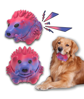 Clonynix Porcupine Dog Chew Toy - Milk-Flavored, Natural Rubber Teeth Grinding Tool For Mediumlarge Breeds, Indestructible And Anxiety-Relieving (Red-Blue)