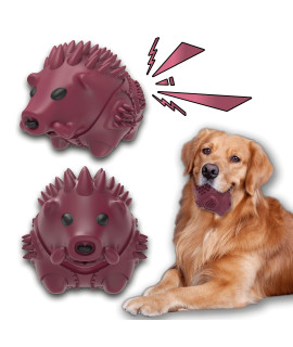 Clonynix Porcupine Dog Chew Toy - Milk-Flavored, Natural Rubber Teeth Grinding Tool For Mediumlarge Breeds, Indestructible And Anxiety-Relieving (Dark Red)