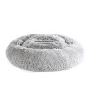 Max & Marlow Long Lush Faux-Fur, Anti-Anxiety Cuddler, Donut Dog & Cat Bed, Non Slip Bottom, Small, Gray