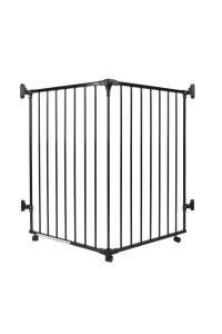 Max & Marlow Rolling Metal Pet Gate, 2 Panel , Dual Entry, Fits Doorways and Hallways, Black, Extra Large (24-47 " x 37")