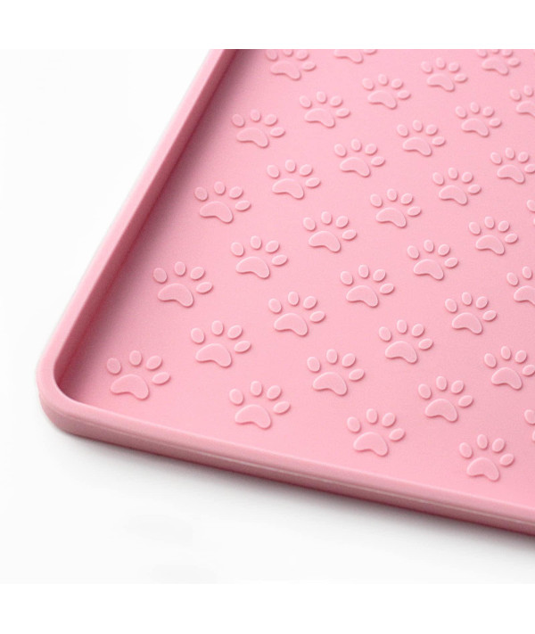Leashboss Splash Mat Dog Food Silicone Tray with Tall Lip, for Pet Food and Water Bowls - Black - XXL
