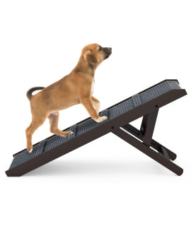 Adjustable Dog Ramp - Folding Dog Ramp for Bed or Couch - Pet Ramp for Small, Medium, and Large Dogs and Cats - with Horizontal Bars for Grip