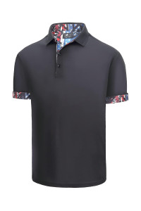 Zity Golf Polo Shirts For Men Short Sleeve Sport Casual Tennis T-Shirt Pn03-Blackflag L