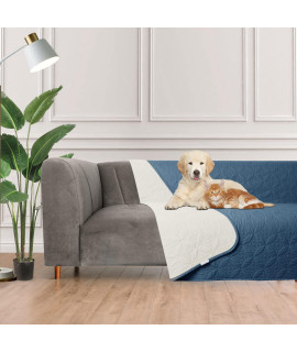 Tuffeel Waterproof Dog Bed Cover Pet Blanket for Furniture Bed Couch Sofa Reversible (Blue+Beige, 68x82 Inches)