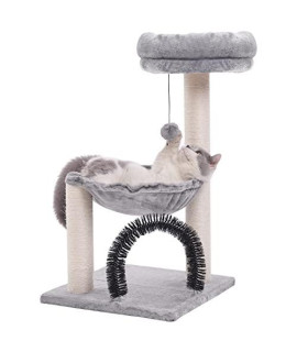 HOOPET cat Tree,27.8 INCHES cat Tower for Indoor Cats, Multi-Level Cat Tree with Scratching Posts Plush Basket & Perch for Play Rest, Cat Activity Tree with Dangling Ball for Kittens/ Small Cats