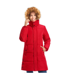 Dulcet Womens Winter Coats Long Thicken Puffer Jacket For Women With Fur Hood-Red-M