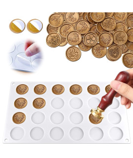 Silicone Wax Seal Mat, Pad For Wax Seal Stamp, Dostk 24-Cavity Wax Sealing Mat With 60Pcs Removable Sticky Dots For Diy Craft Adhesive Waxing