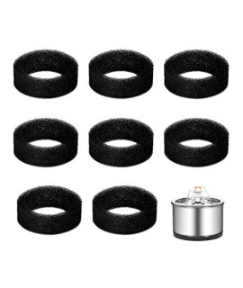 8 Pack Replacement For 25 L84 Oz Stainless Steel Cat Fountain Water Fountain Sponge, Pet Fountain Foam Filters Round Sponge Black Filter Foam, Pre-Filter Sponges For Pet Fountain Water Dispenser