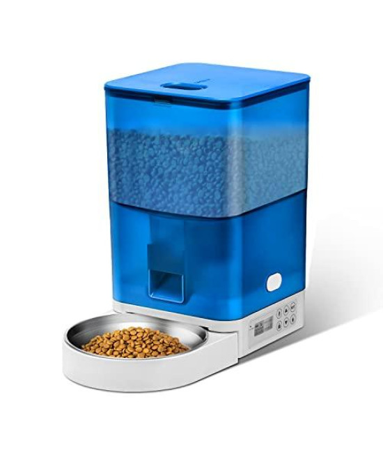ZEKIRY 4L Automatic Cat Feeders, Timed 1-4 Meals Cat Food Dispenser with Voice Recorder, Visible Automatic Dog Feeder with Desiccant Bag, Programmable 1-12 Portions Pet Feeder Dual Power Supply