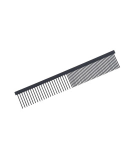 Blackworks Pet 7.5 inch Medium Combo Comb, Medium/Coarse Pins, High-Performance, Matte Black Anti-Static Finish, Copper Spine, Iron Pins