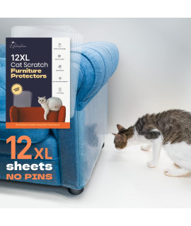 Katsupreme Cat Scratch Couch Protector - 12Xl Sheets, Clear (Almost Invisible), Extra Durable, Easy To Customize, Residue-Free Furniture Protector