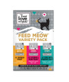 I and love and you Feed Meow Wet Cat Food Toppers, Variety Pack (Tummy, Boost, and Shine), Grain Free, No Fillers, 3oz Pouches, Pack of 12 Pouches