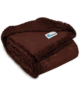PetAmi Waterproof Dog Blanket for Bed Couch Sofa | Waterproof Dog Bed Cover for Large Dogs| Brown Sherpa Fleece Pet Blanket Furniture Protector | Reversible | Queen 90" x 90" (Brown)