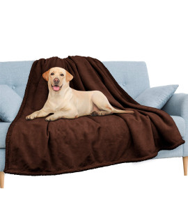 PAVILIA Waterproof Blanket for Couch, Sofa | Waterproof Dog Blanket for Large Dog, Puppy, Cat | Pet Blanket Protector | Plush Soft Warm Fuzzy Sherpa Blanket Bed Throw, Brown, 90x90
